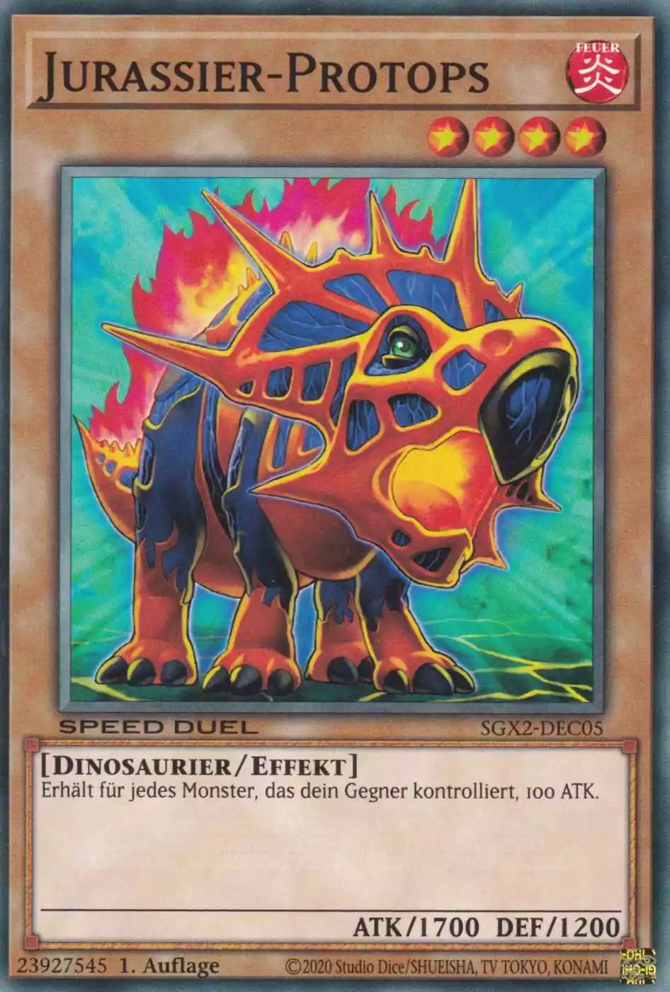 Jurassier-Protops SGX2-DEC05 ist in Common Yu-Gi-Oh Karte aus Speed Duel GX: Midterm Paradox 1.Auflage