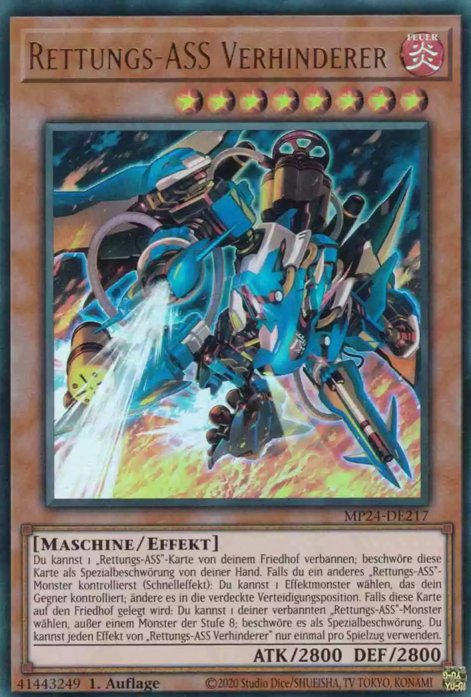 Rettungs-ASS Verhinderer Ultra Rare MP24-DE217 Yugioh Karte Rettungs-ASS Verhinderer MP24-DE217 ist in Ultra Rare Yu-Gi-Oh Karte aus 25th Anniversary Tin Dueling Mirrors 1.Auflage
