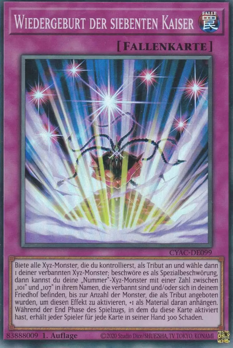 Wiedergeburt der siebenten Kaiser CYAC-DE099 ist in Super Rare Yu-Gi-Oh Karte aus Cyberstorm Access 1.Auflage