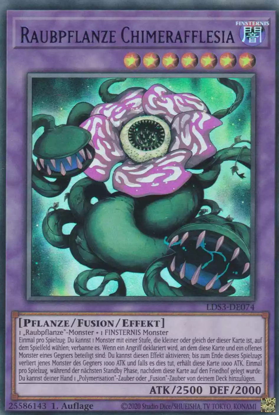 Raubpflanze Chimerafflesia (blau) LDS3-DE074 ist in Colorful Ultra Rare Yu-Gi-Oh Karte aus Legendary Duelists Season 3 1.Auflage