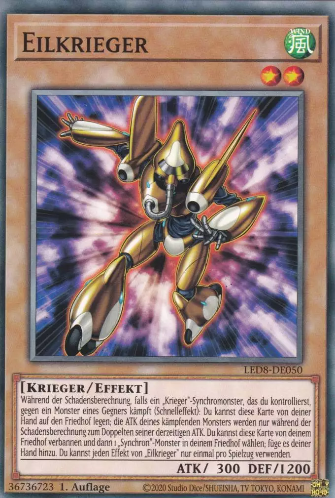 Eilkrieger LED8-DE050 ist in Common Yu-Gi-Oh Karte aus Legendary Duelists Synchro Storm 1.Auflage