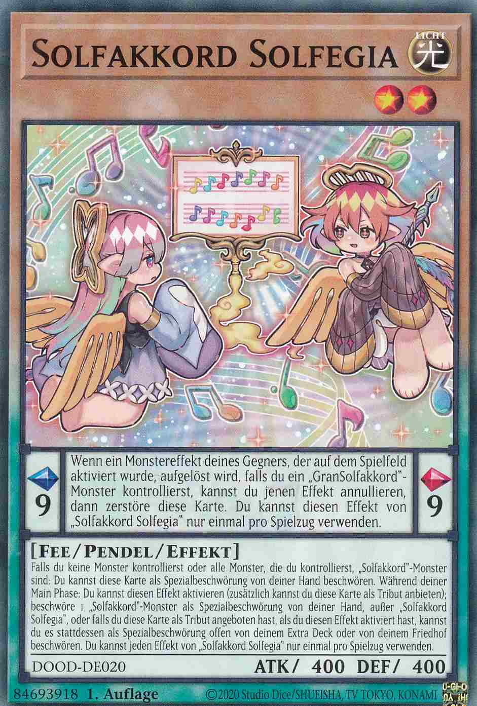 Solfakkord Solfegia DOOD-DE020 ist in Common Yu-Gi-Oh Karte aus Doom of Dimensions 1.Auflage