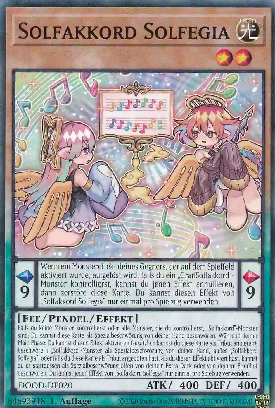 Solfakkord Solfegia DOOD-DE020 ist in Common Yu-Gi-Oh Karte aus Doom of Dimensions 1.Auflage