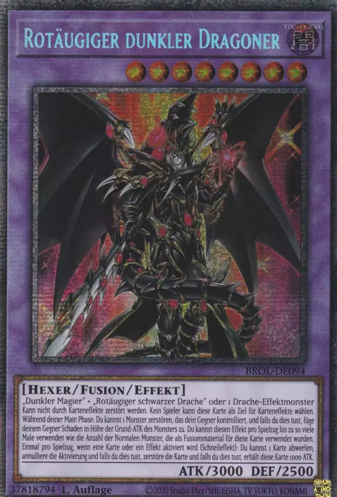 Rotäugiger dunkler Dragoner BROL-DE094 ist in Starlight Rare Yu-Gi-Oh Karte aus Brothers of Legend 1.Auflage