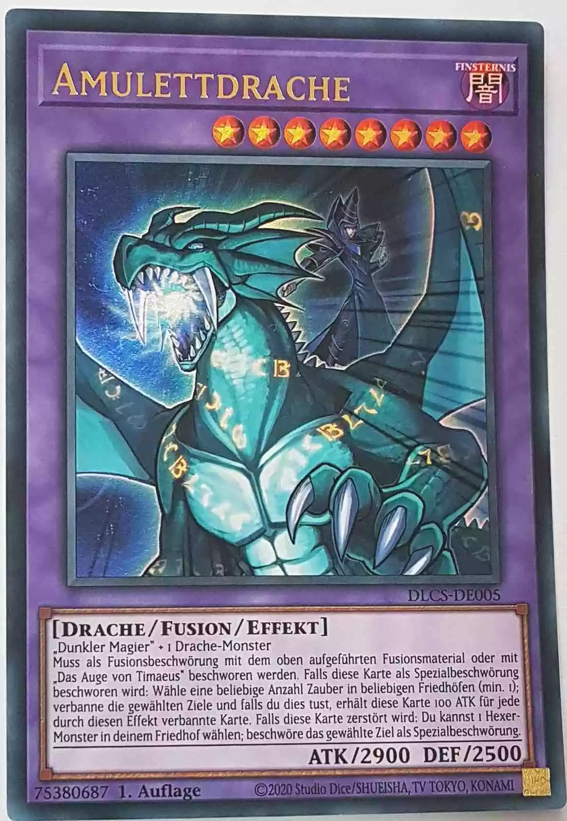 Amulettdrache DLCS-DE005 ist in Ultra Rare Yu-Gi-Oh Karte aus Dragons of Legend The Complete Series 1.Auflage