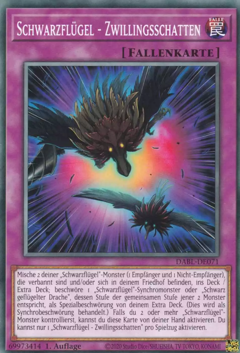 Schwarzflügel - Zwillingsschatten DABL-DE071 ist in Common Yu-Gi-Oh Karte aus Darkwing Blast 1.Auflage