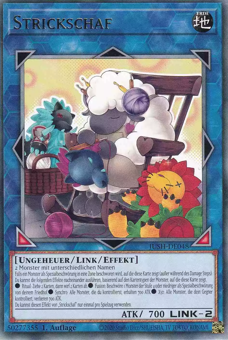 Strickschaf JUSH-DE048 ist in Rare Yu-Gi-Oh Karte aus Justice Hunters 1.Auflage