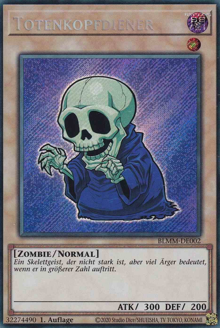 Totenkopfdiener BLMM-DE002 ist in Secret Rare Yu-Gi-Oh Karte aus Battles of Legend Monster Mayhem 1.Auflage