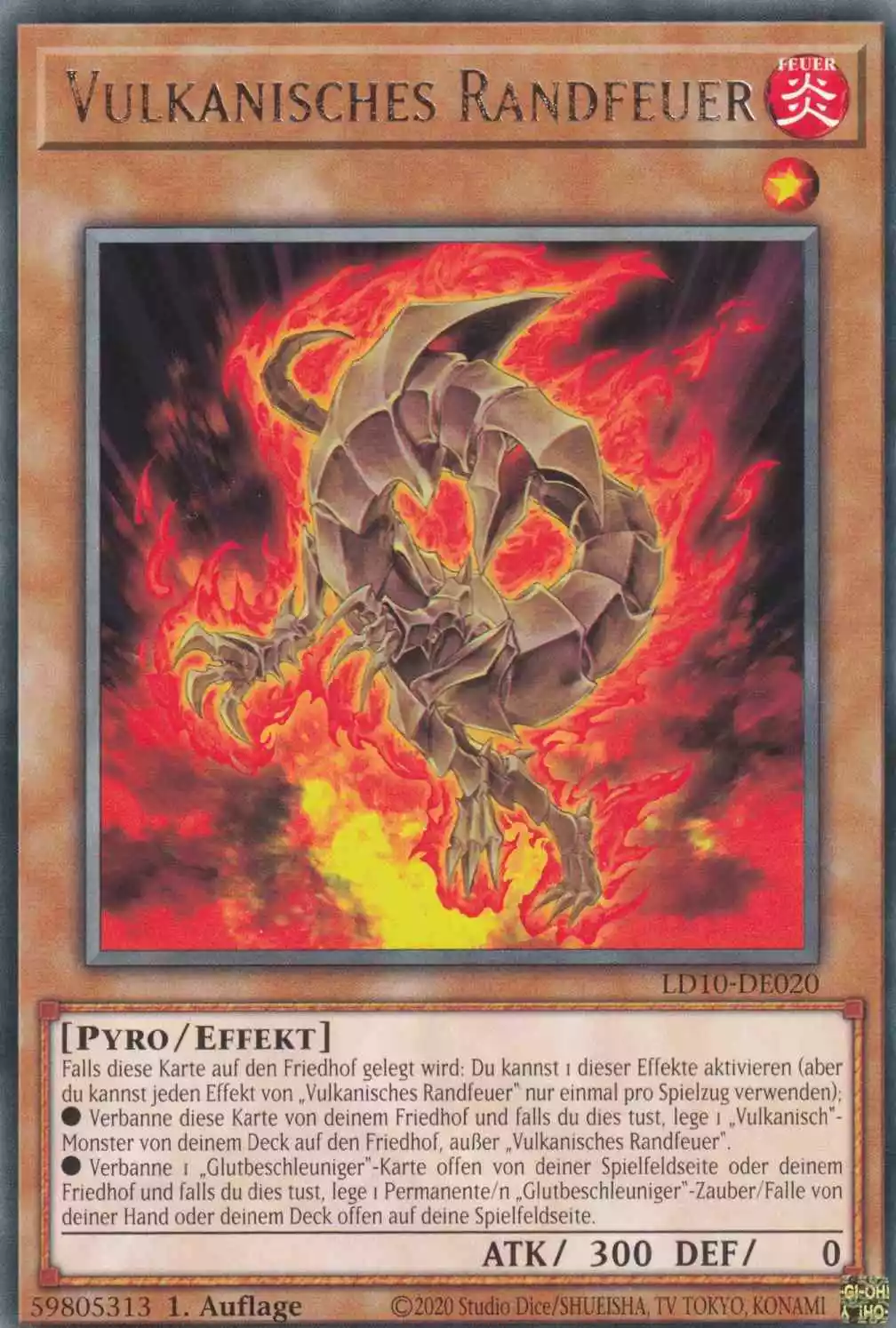 Vulkanisches Randfeuer LD10-DE020 ist in Rare Yu-Gi-Oh Karte aus Legendary Duelists Soulburning Volcano 1.Auflage