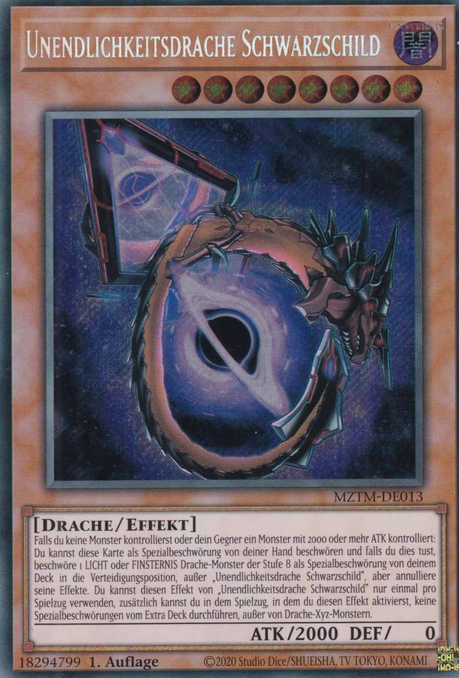 Unendlichkeitsdrache Schwarzschild MZTM-DE013 ist in Secret Rare Yu-Gi-Oh Karte aus Maze of the Master 1.Auflage