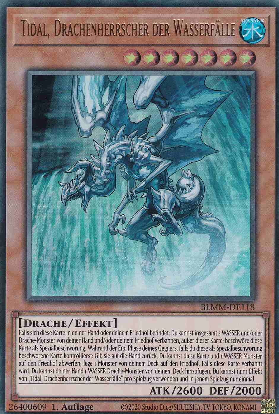 Tidal, Drachenherrscher der Wasserfälle BLMM-DE118 ist in Ultra Rare Yu-Gi-Oh Karte aus Battles of Legend Monster Mayhem 1.Auflage