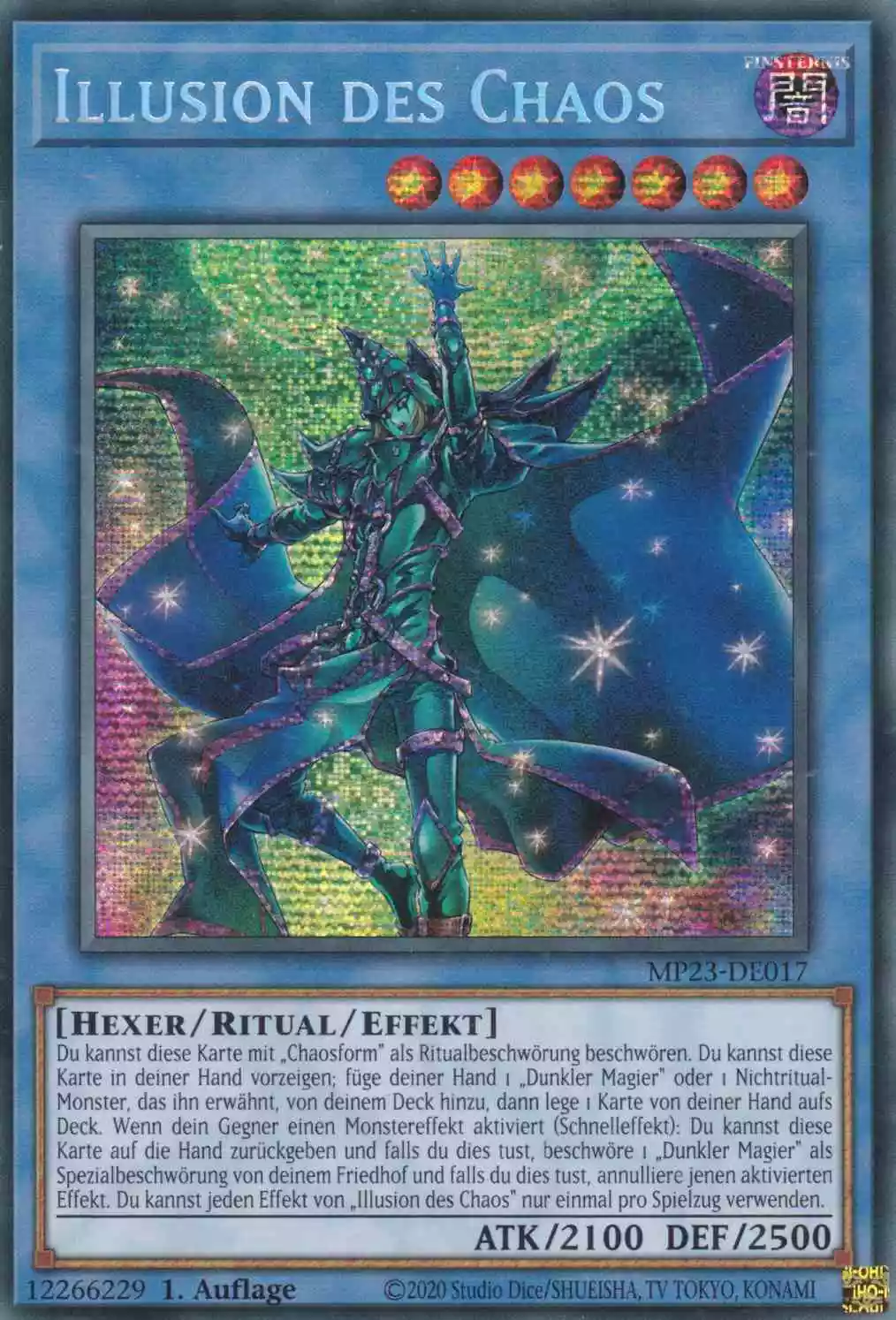 Illusion des Chaos MP23-DE017 ist in Prismatic Secret Rare Yu-Gi-Oh Karte aus 25th Anniversary Tin Dueling Heroes 1.Auflage
