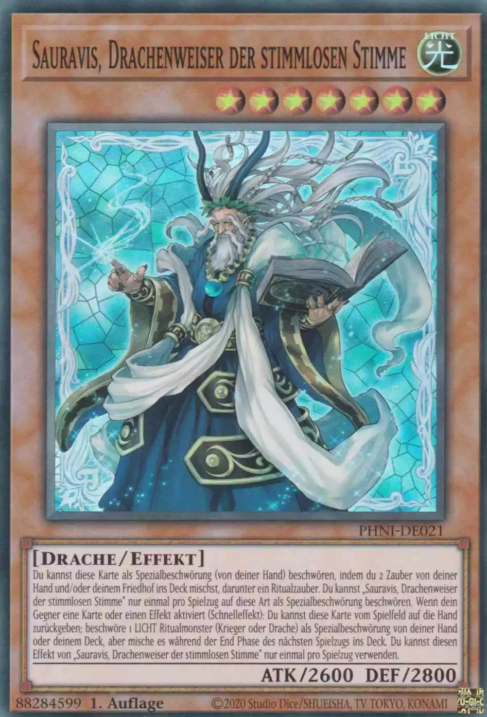 Sauravis, Drachenweiser der stimmlosen Stimme PHNI-DE021 ist in Super Rare Yu-Gi-Oh Karte aus Phantom Nightmare 1.Auflage