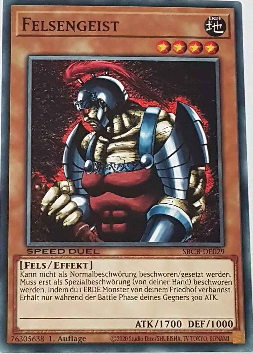 Felsengeist SBCB-DE029 ist in Common Yu-Gi-Oh Karte aus Speed Duel Battle City Box 1. Auflage