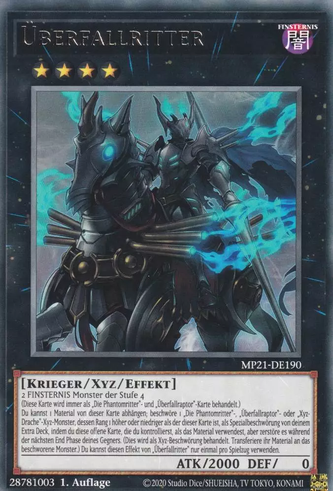 Überfallritter MP21-DE190 ist in Rare Yu-Gi-Oh Karte aus Tin of Ancient Battles 1.Auflage