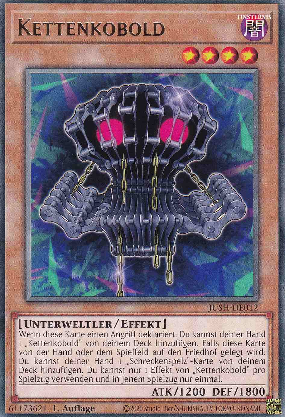 Kettenkobold JUSH-DE012 ist in Rare Yu-Gi-Oh Karte aus Justice Hunters 1.Auflage