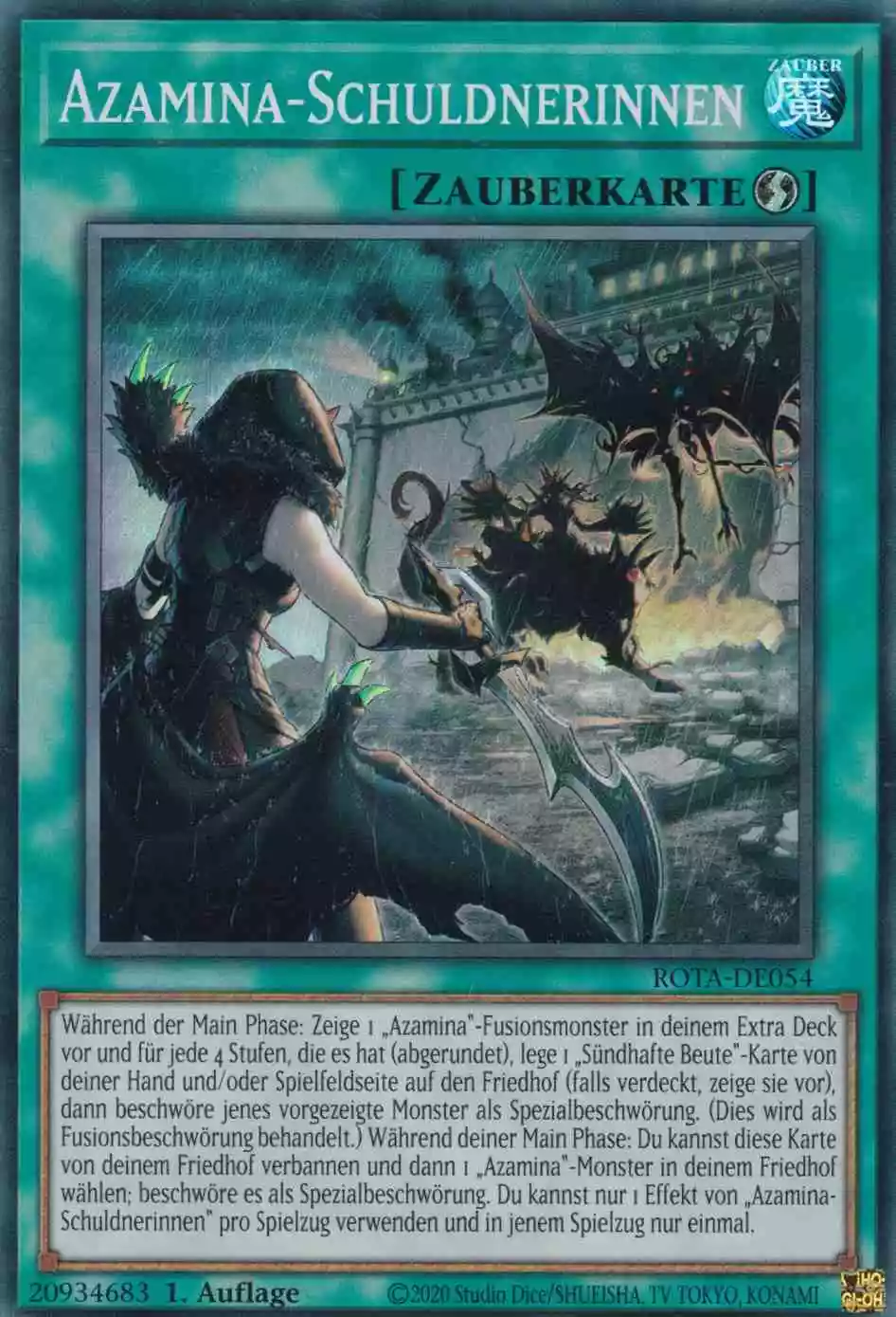 Azamina-Schuldnerinnen ROTA-DE054 ist in Super Rare Yu-Gi-Oh Karte aus Rage of the Abyss 1.Auflage