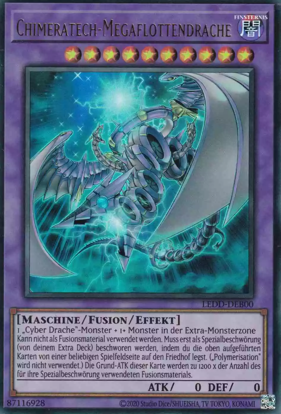 Chimeratech-Megaflottendrache LEDD-DEB00 ist in Ultra Rare Yu-Gi-Oh Karte aus Legendary Dragon Decks unlimitiert