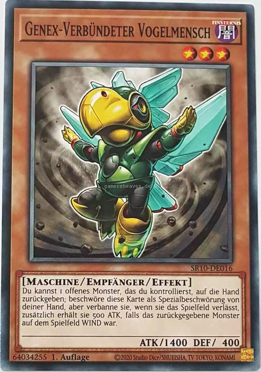 Genex-Verbündeter Vogelmensch SR10-DE016 ist in Common Yu-Gi-Oh Karte aus Structure Deck: Mechanized Madness 1.Auflage