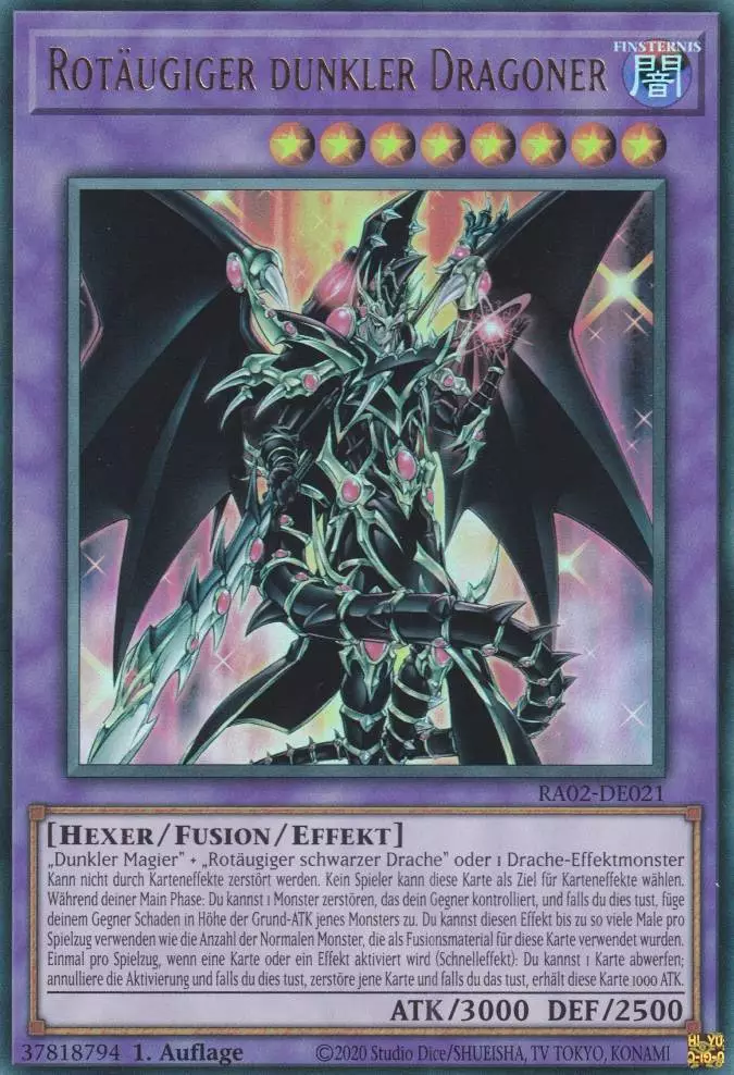 Rotäugiger dunkler Dragoner RA02-DE021 ist in Ultra Rare Yu-Gi-Oh Karte aus 25th Anniversary Rarity Collection 2 1.Auflage