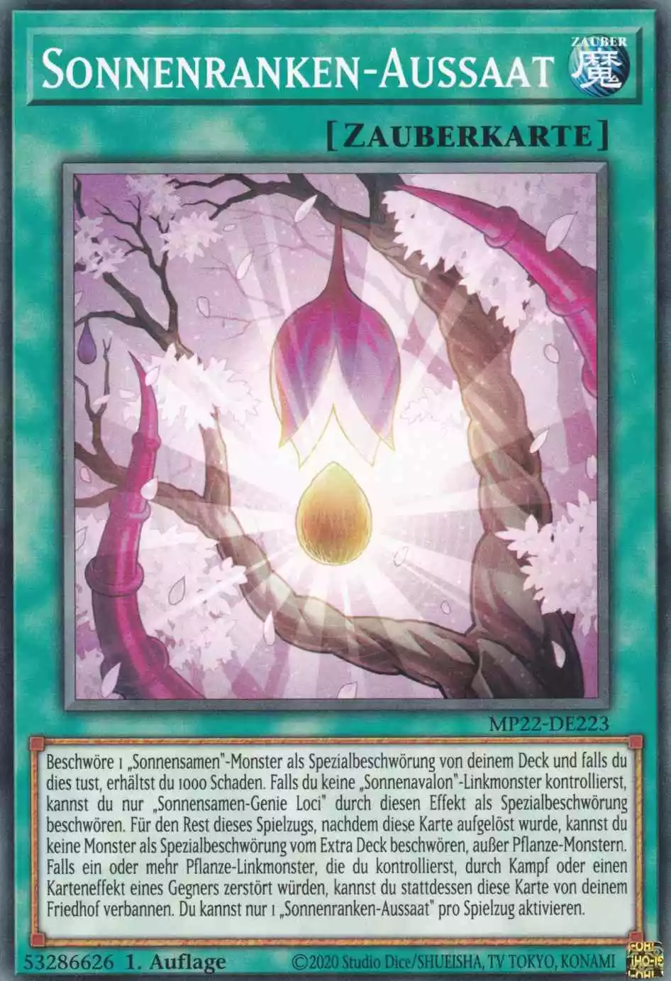Sonnenranken-Aussaat MP22-DE223 ist in Common Yu-Gi-Oh Karte aus Tin of the Pharaoh’s Gods 1.Auflage