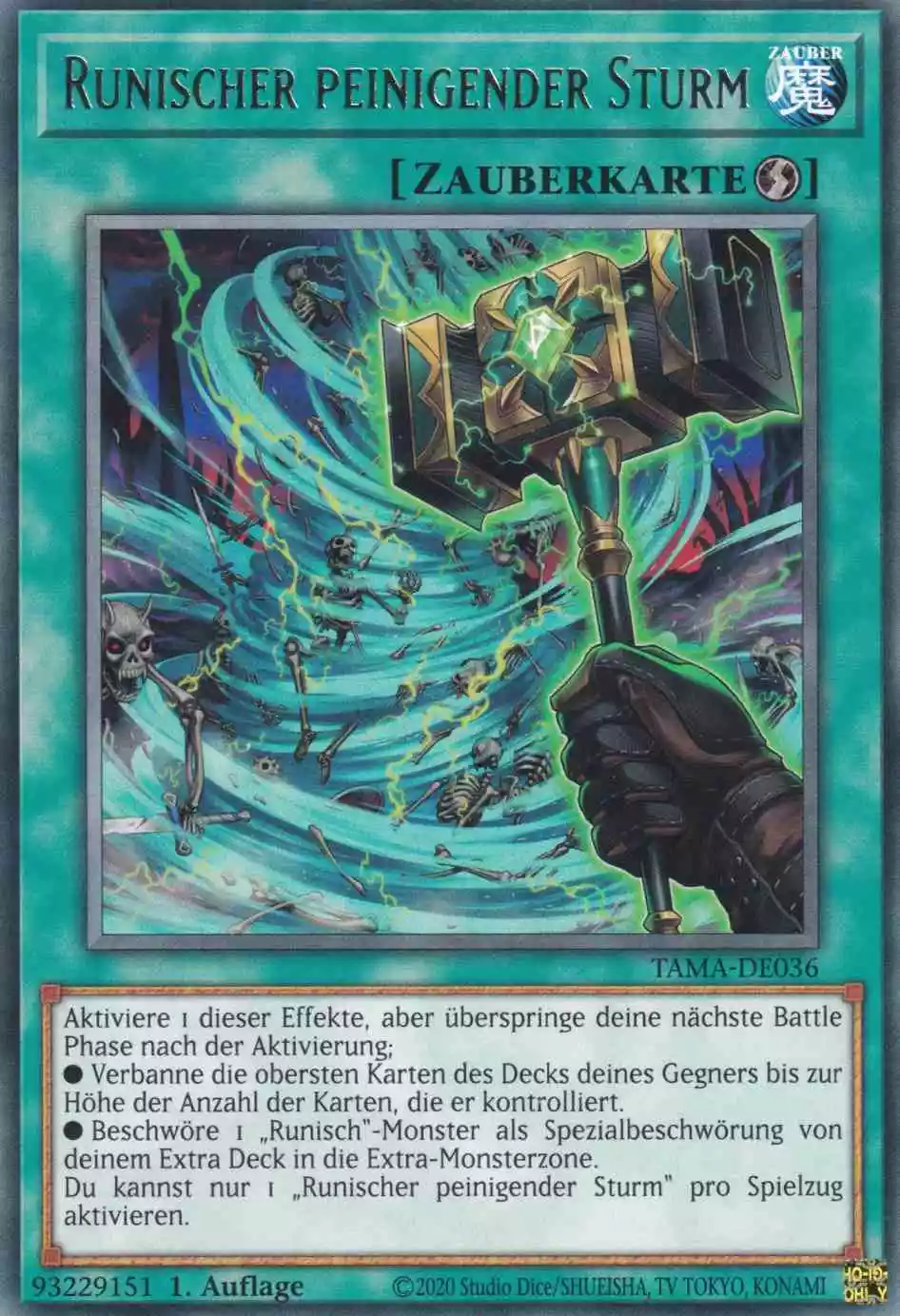 Runischer peinigender Sturm TAMA-DE036 ist in Rare Yu-Gi-Oh Karte aus Tactical Masters 1.Auflage