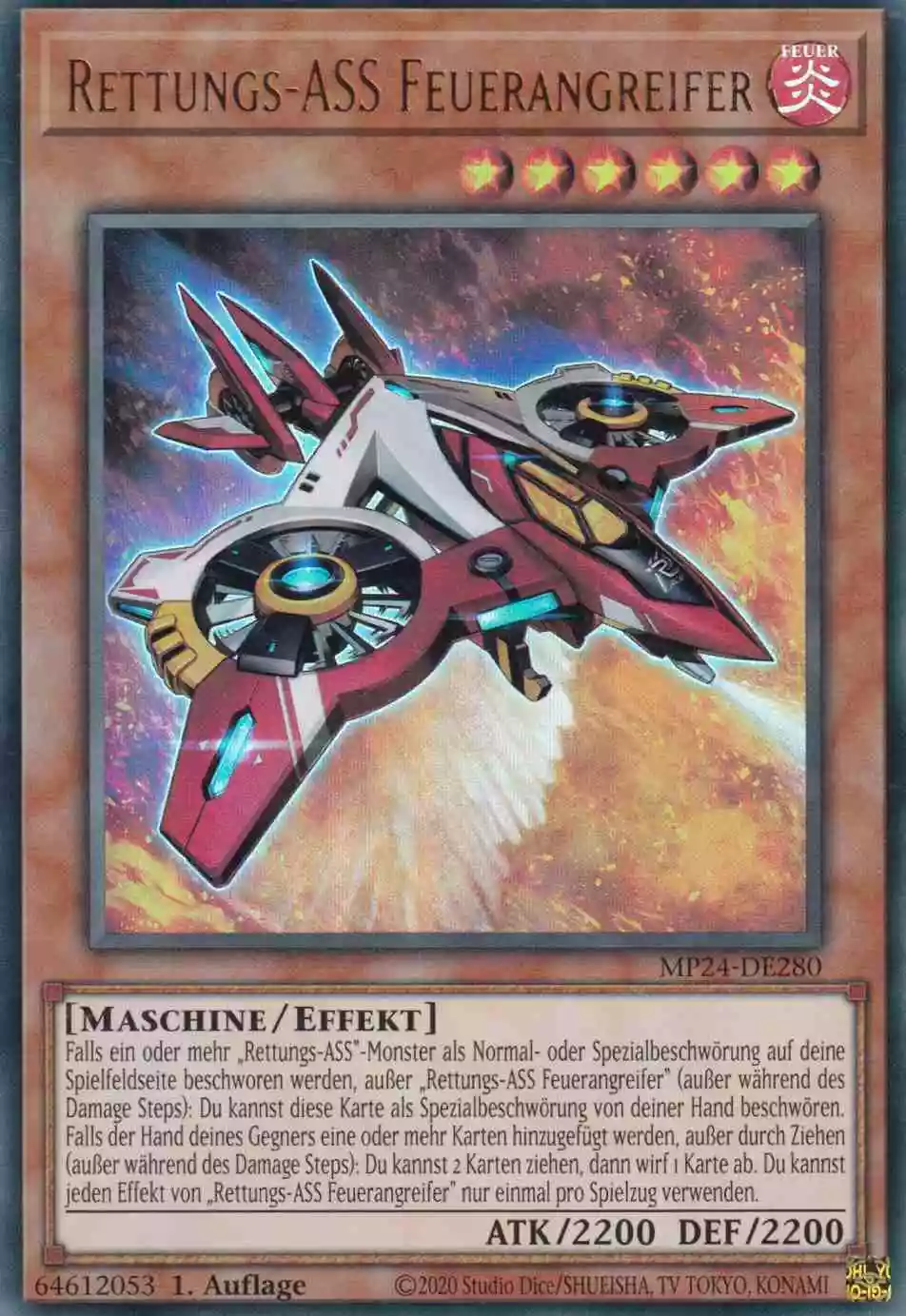 Rettungs-ASS Feuerangreifer MP24-DE280 ist in Ultra Rare Yu-Gi-Oh Karte aus 25th Anniversary Tin Dueling Mirrors 1.Auflage