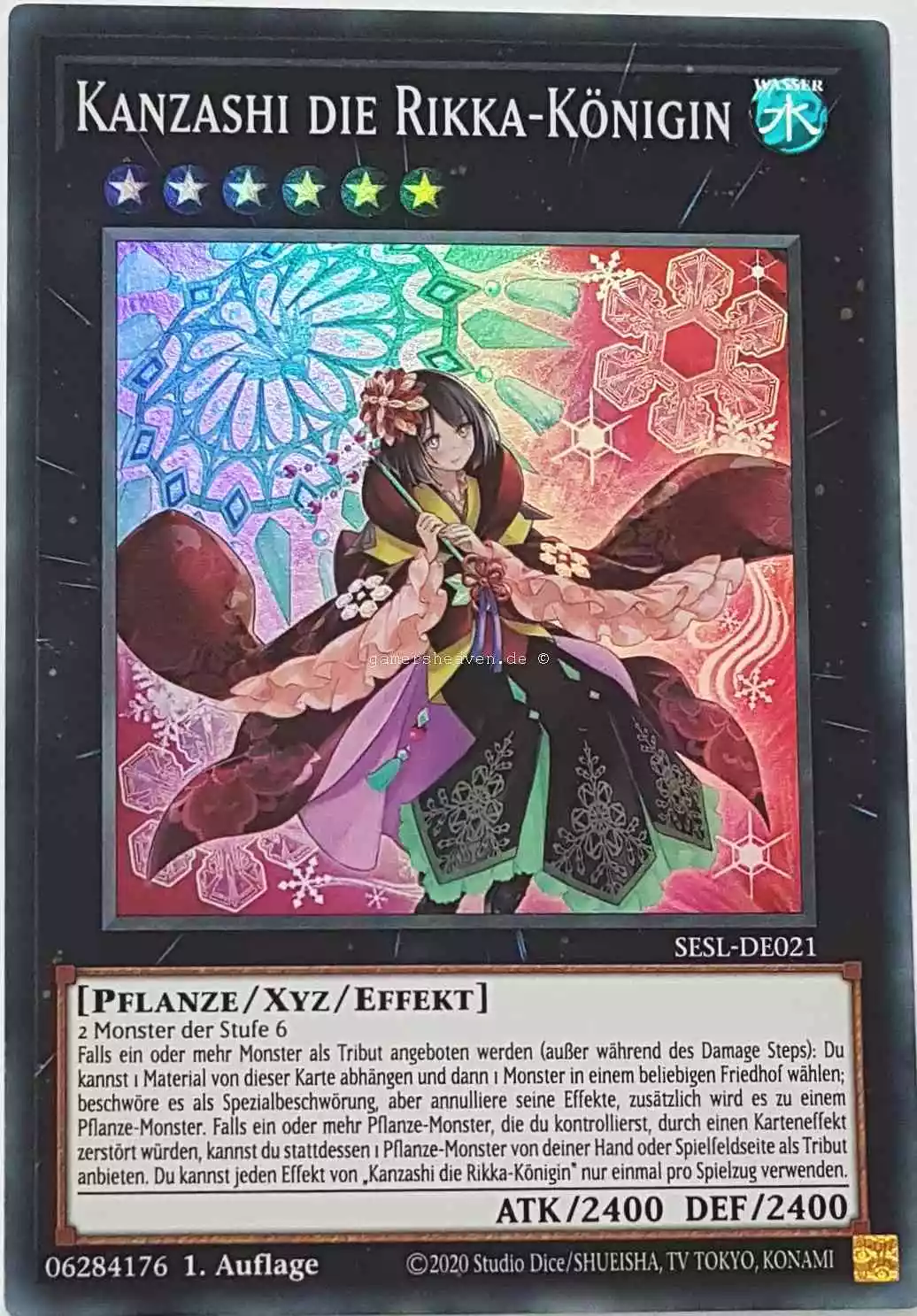 Kanzashi die Rikka-Königin SESL-DE021 ist in Super Rare Yu-Gi-Oh Karte aus Secret Slayers 1.Auflage