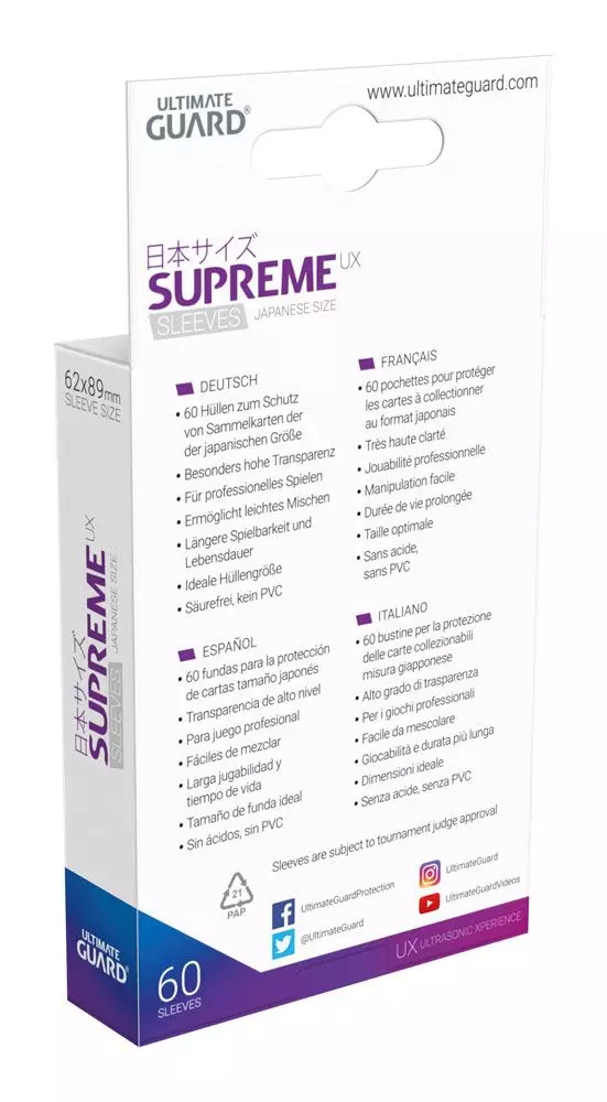 Ultimate Guard Supreme UX Kartenhüllen Japanische Größe Türkis (60)