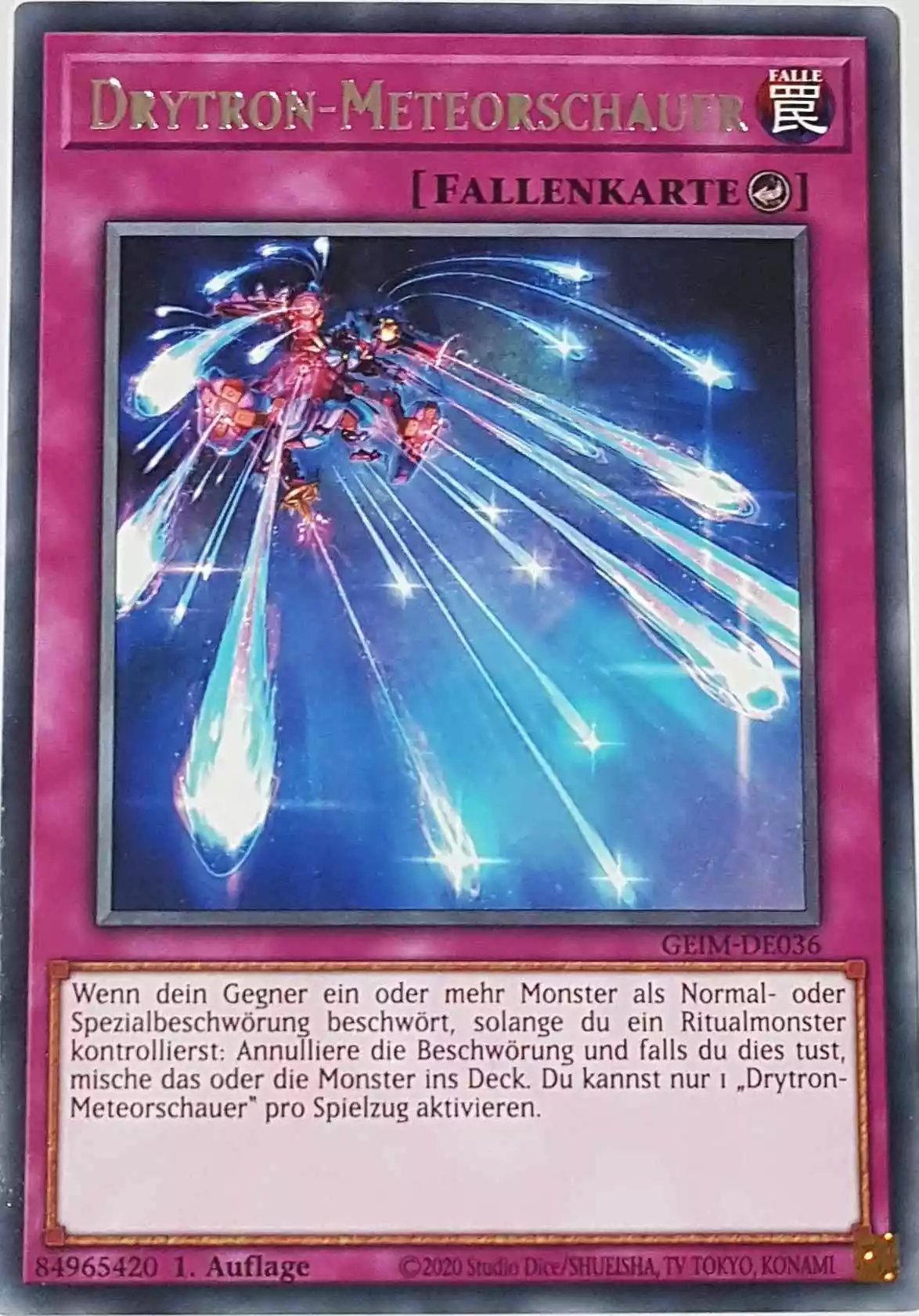 Drytron-Meteorschauer GEIM-DE036 ist in Rare Yu-Gi-Oh Karte aus Genesis Impact 1. Auflage