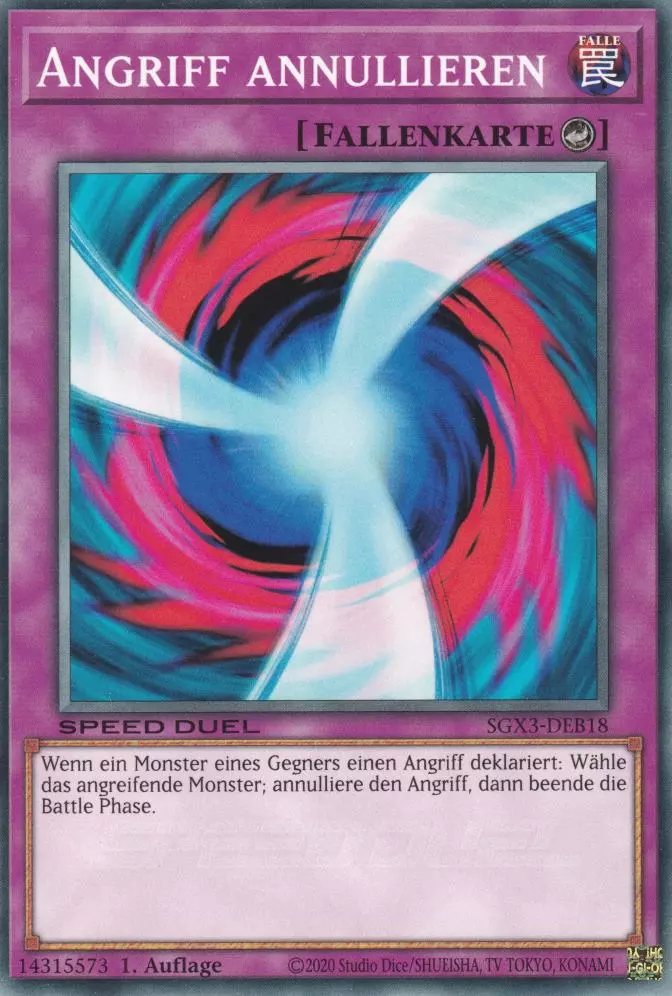 Angriff annullieren SGX3-DEB18 ist in Common Yu-Gi-Oh Karte aus Speed Duel GX: Duelists of Shadows 1.Auflage