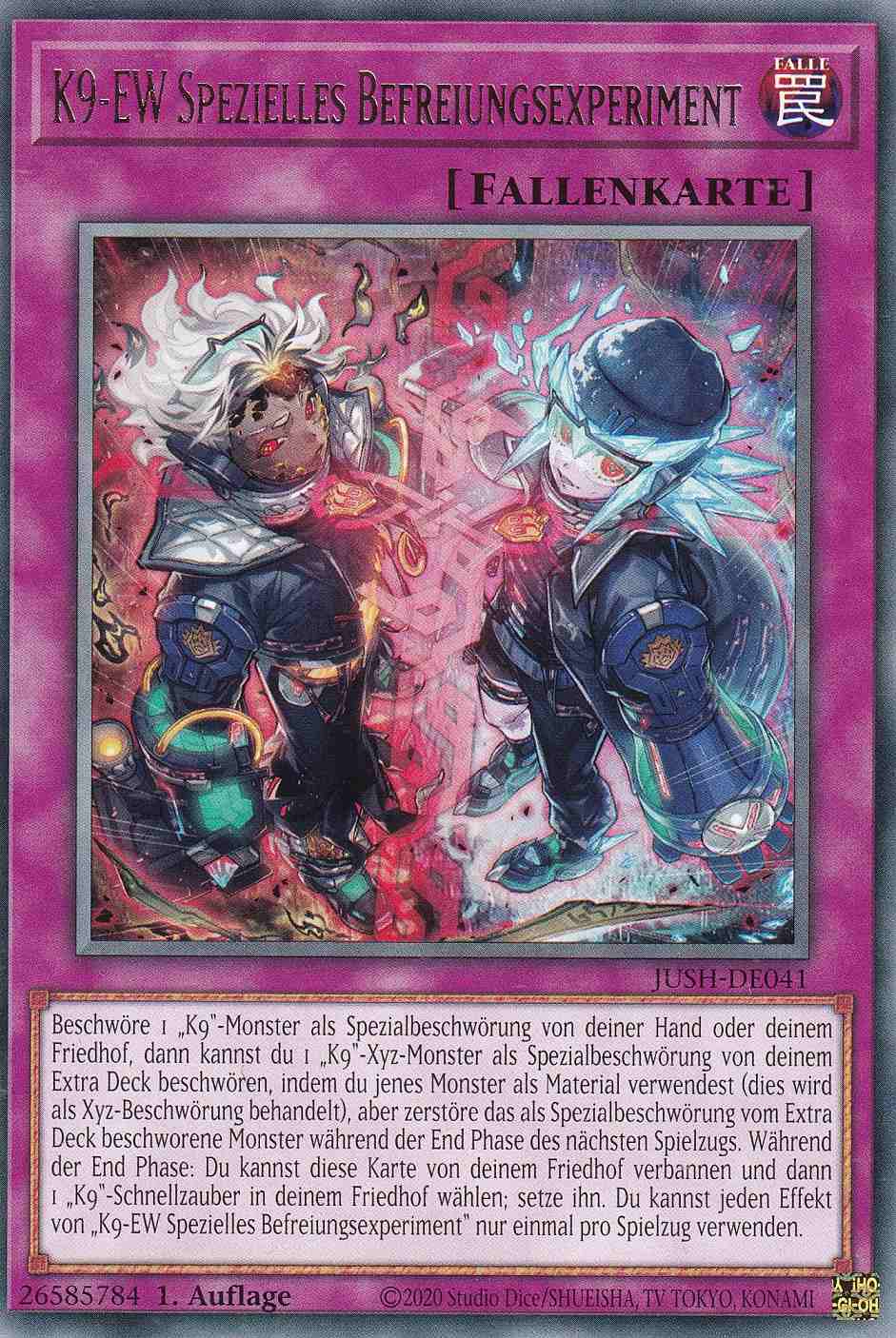 K9-EW Spezielles Befreiungsexperiment JUSH-DE041 ist in Rare Yu-Gi-Oh Karte aus Justice Hunters 1.Auflage