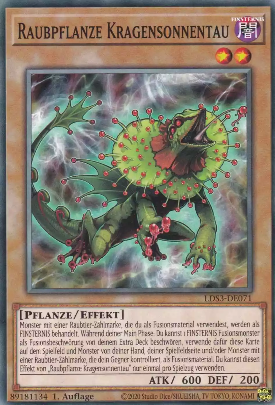 Raubpflanze Kragensonnentau LDS3-DE071 ist in Common Yu-Gi-Oh Karte aus Legendary Duelists Season 3 1.Auflage