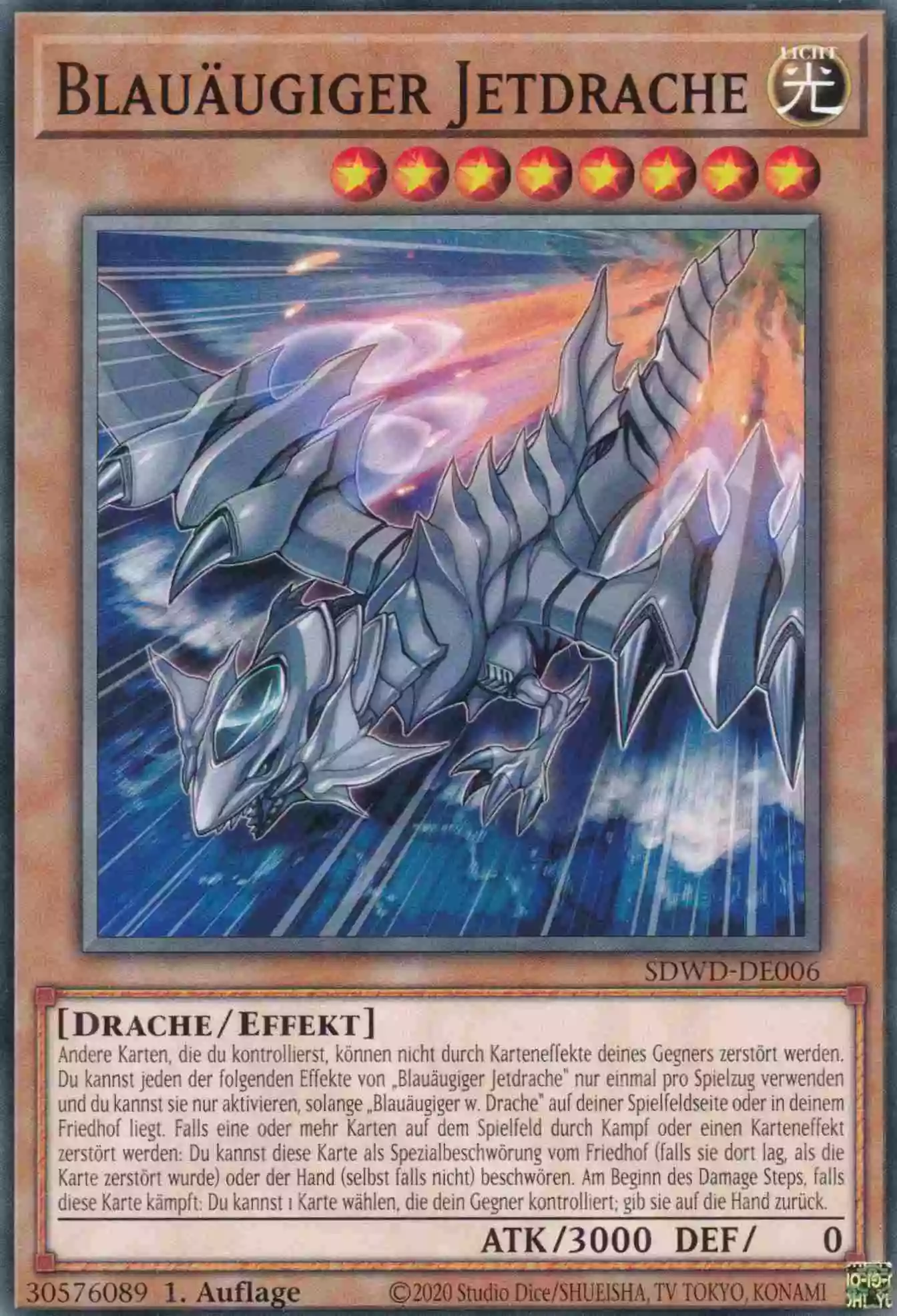 Blauäugiger Jetdrache SDWD-DE006 ist in Common Yu-Gi-Oh Karte aus Blue-Eyes White Destiny 1.Auflage