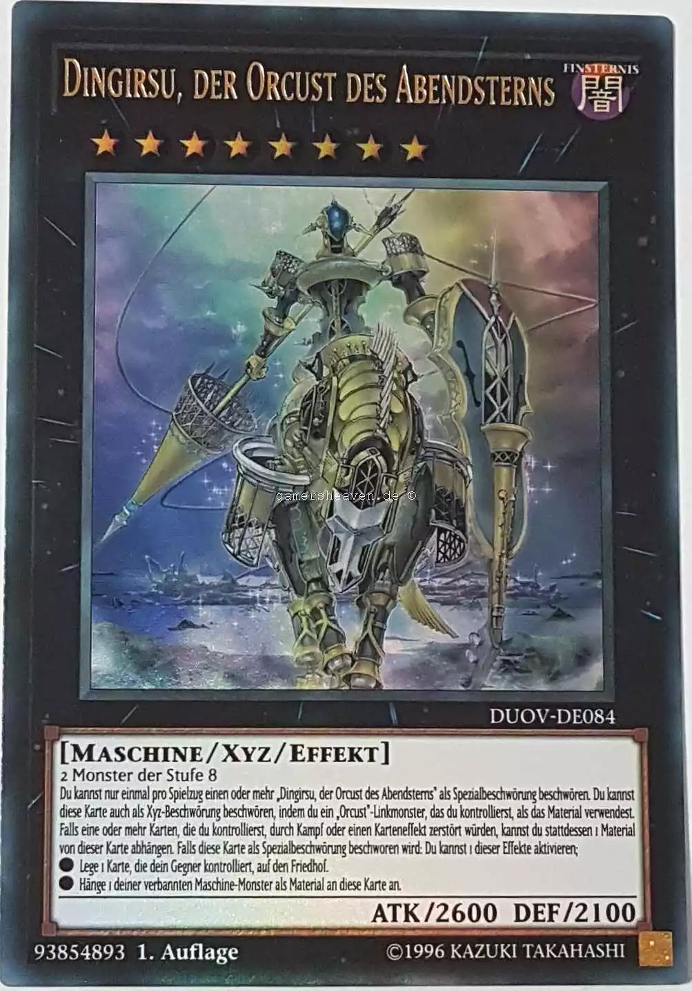 Dingirsu, der Orcust des Abendsterns DUOV-DE084 ist in Ultra Rare Yu-Gi-Oh Karte aus Duel Overload 1.Auflage