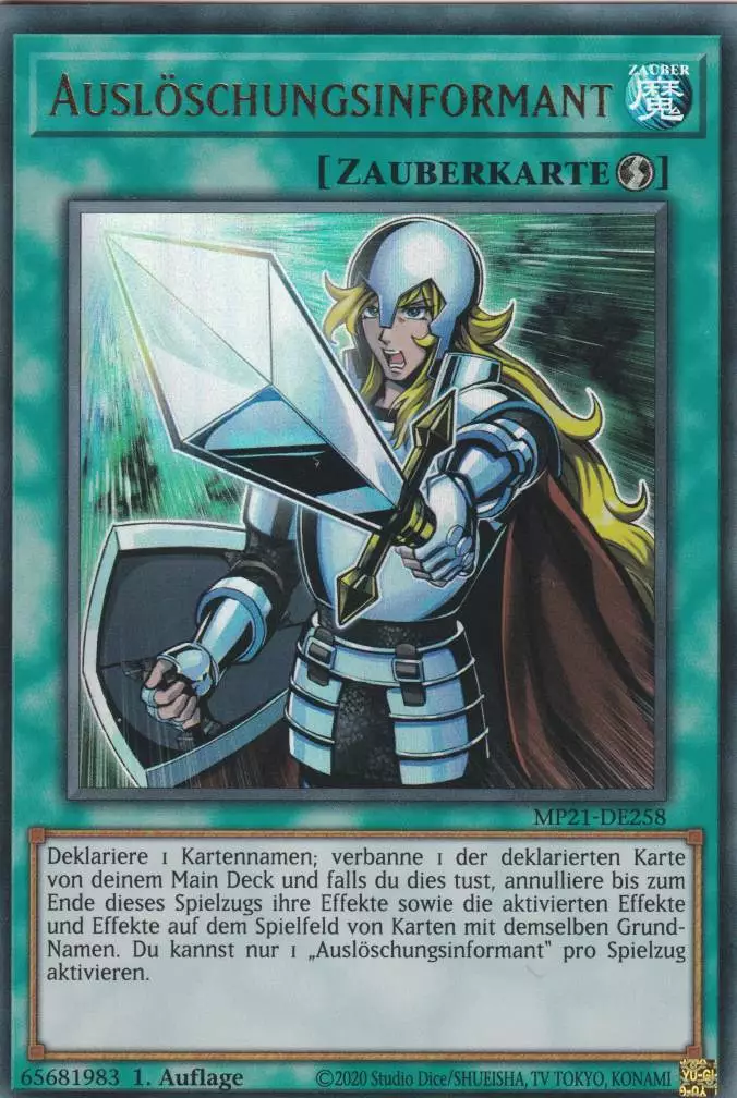 Auslöschungsinformant MP21-DE258 ist in Ultra Rare Yu-Gi-Oh Karte aus Tin of Ancient Battles 1.Auflage