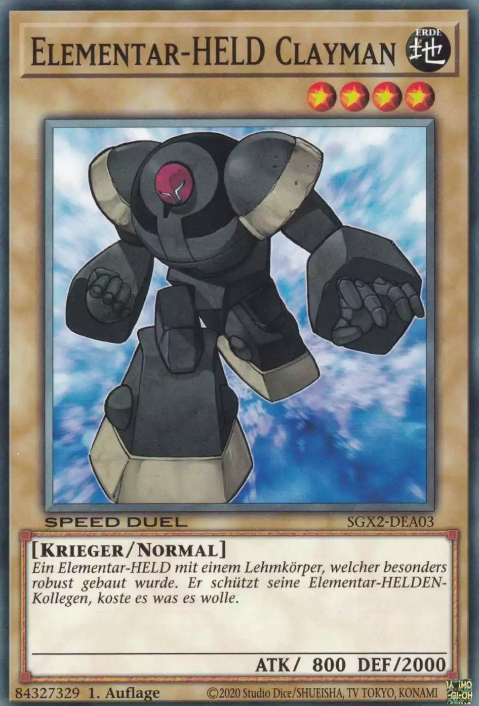 Elementar-HELD Clayman SGX2-DEA03 ist in Common Yu-Gi-Oh Karte aus Speed Duel GX: Midterm Paradox 1.Auflage