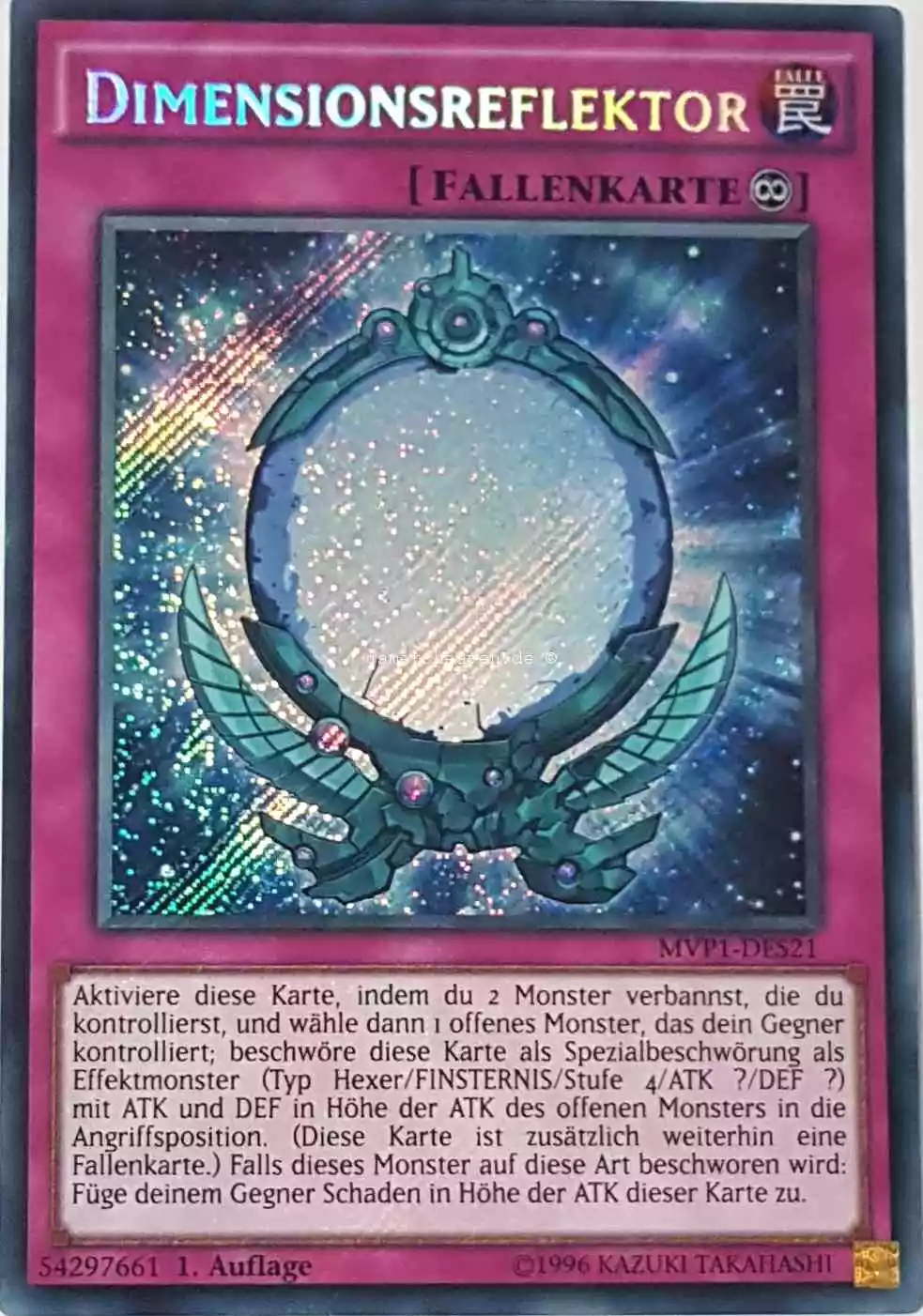 Dimensionsreflektor MVP1-DES21 ist in Secret Rare aus The Dark Side of Dimensions Movie Pack Secret Edition 1.Auflage