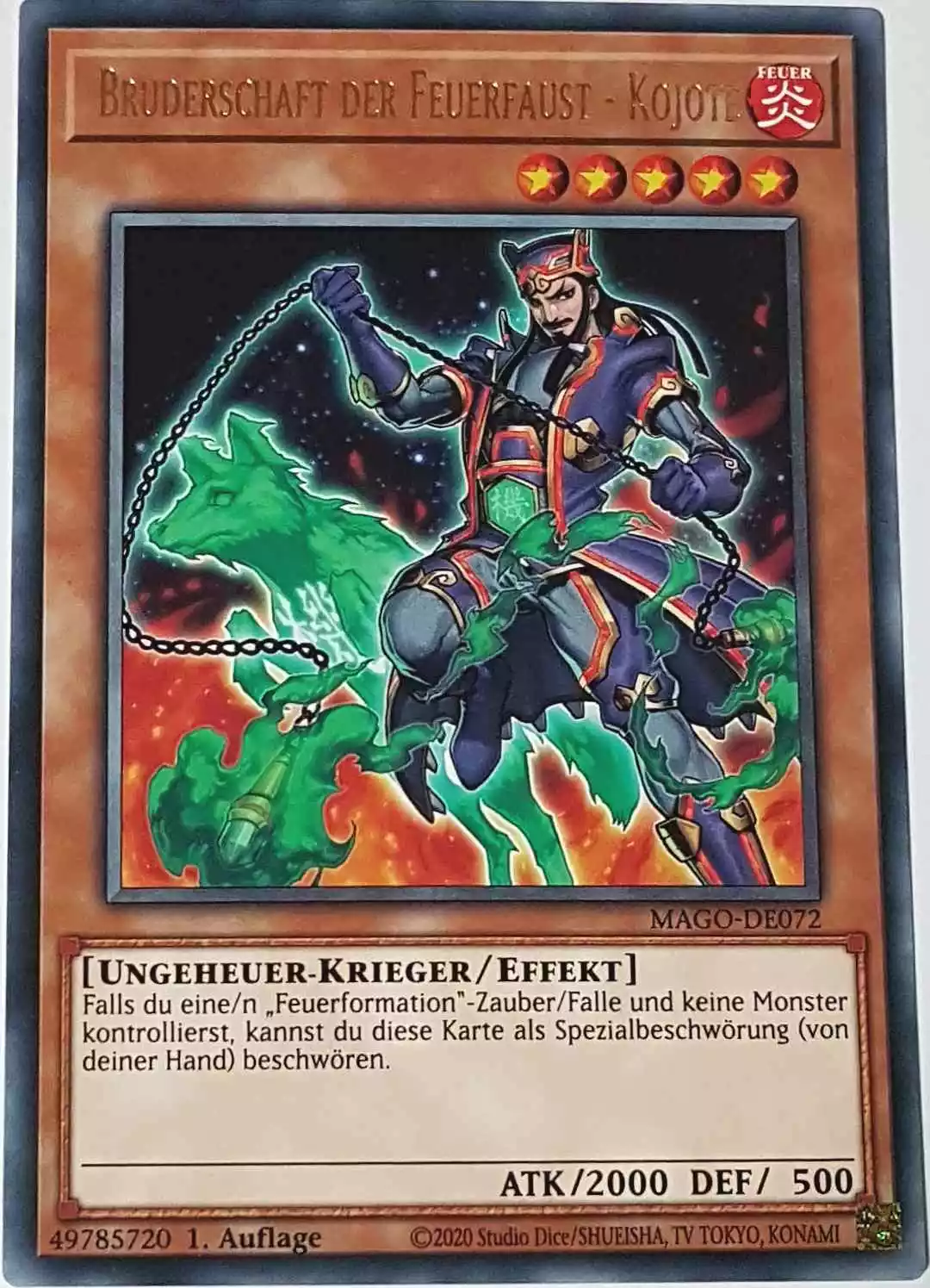 Bruderschaft der Feuerfaust - Kojote MAGO-DE072 ist in Gold Rare Yu-Gi-Oh Karte aus Maximum Gold 1. Auflage