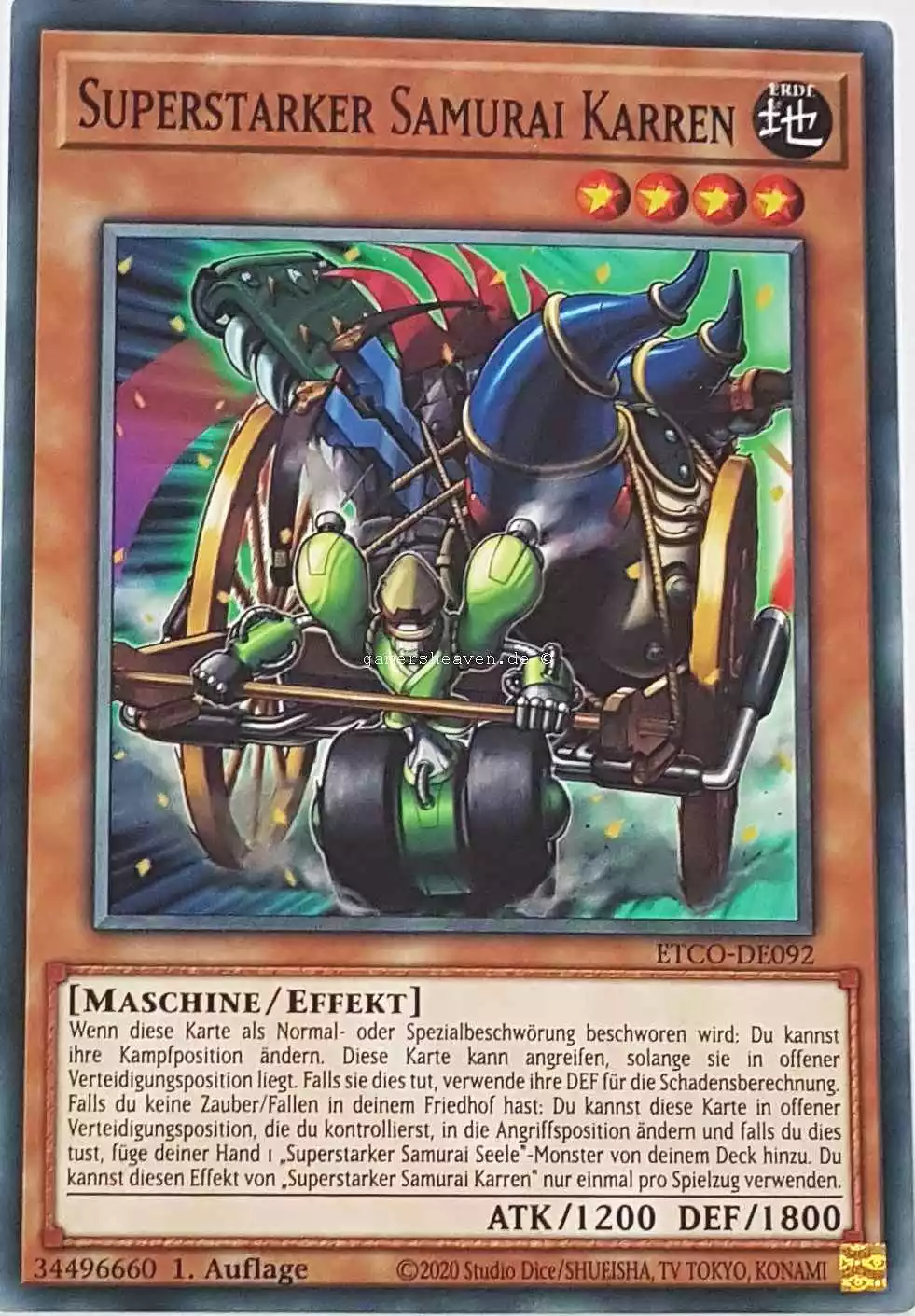 Superstarker Samurai Karren ETCO-DE092 ist in Common Yu-Gi-Oh Karte aus Eternity Code 1.Auflage