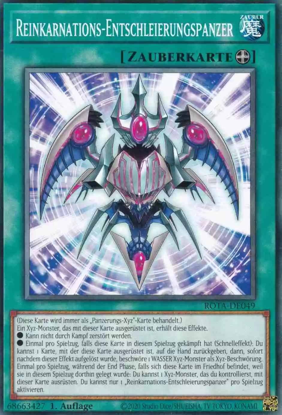 Reinkarnations-Entschleierungspanzer ROTA-DE049 ist in Common Yu-Gi-Oh Karte aus Rage of the Abyss 1.Auflage