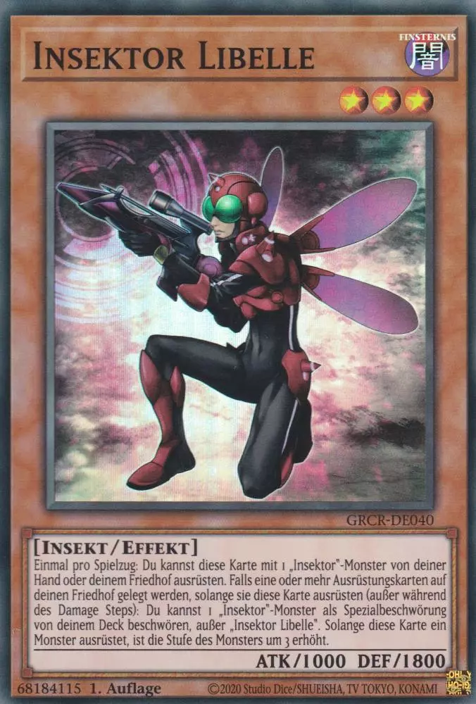Insektor Libelle GRCR-DE040 ist in Super Rare Yu-Gi-Oh Karte aus The Grand Creators 1.Auflage