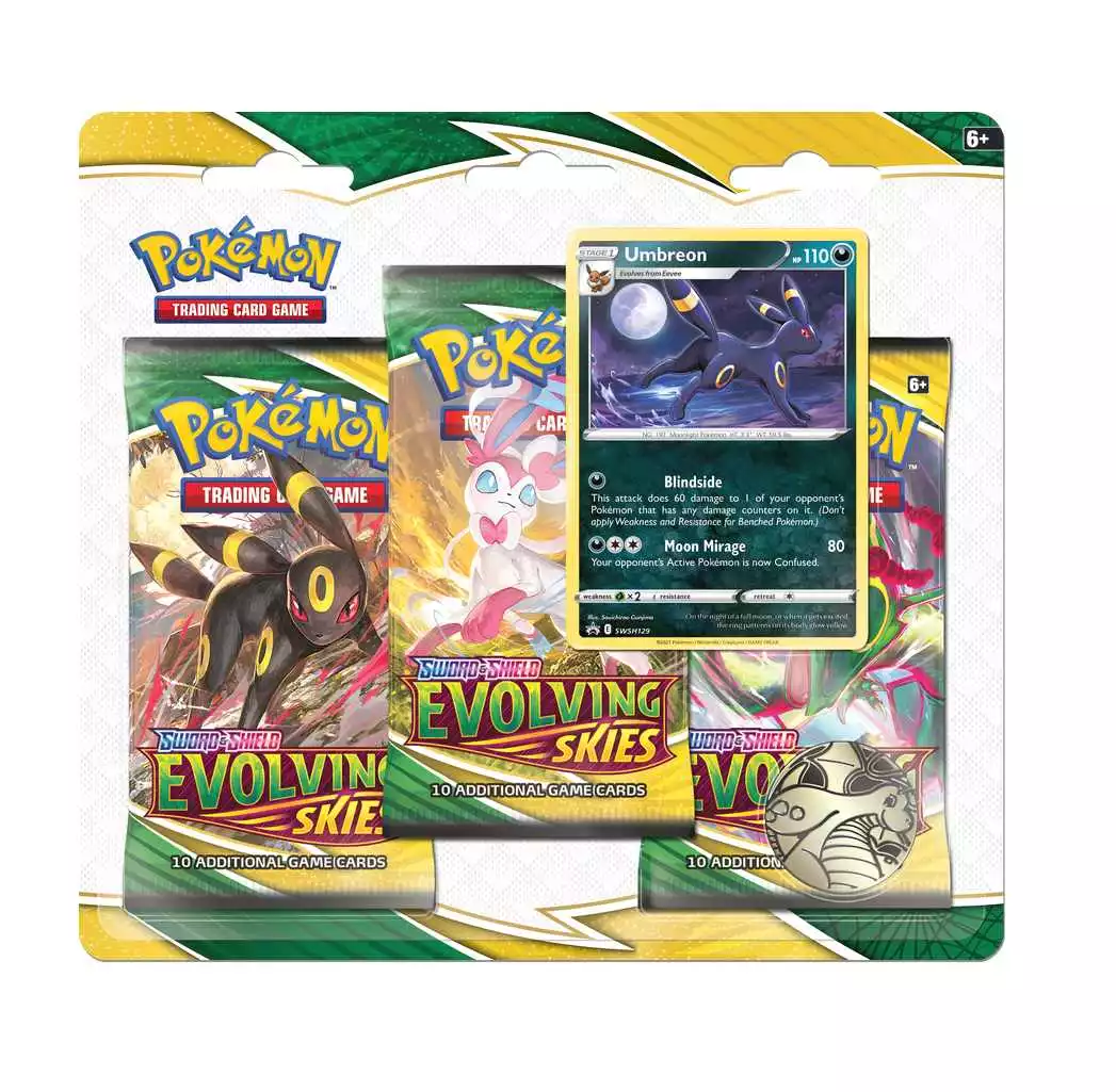 Pokemon Evolving Skies 3-Pack Blister Umbreon - Englisch