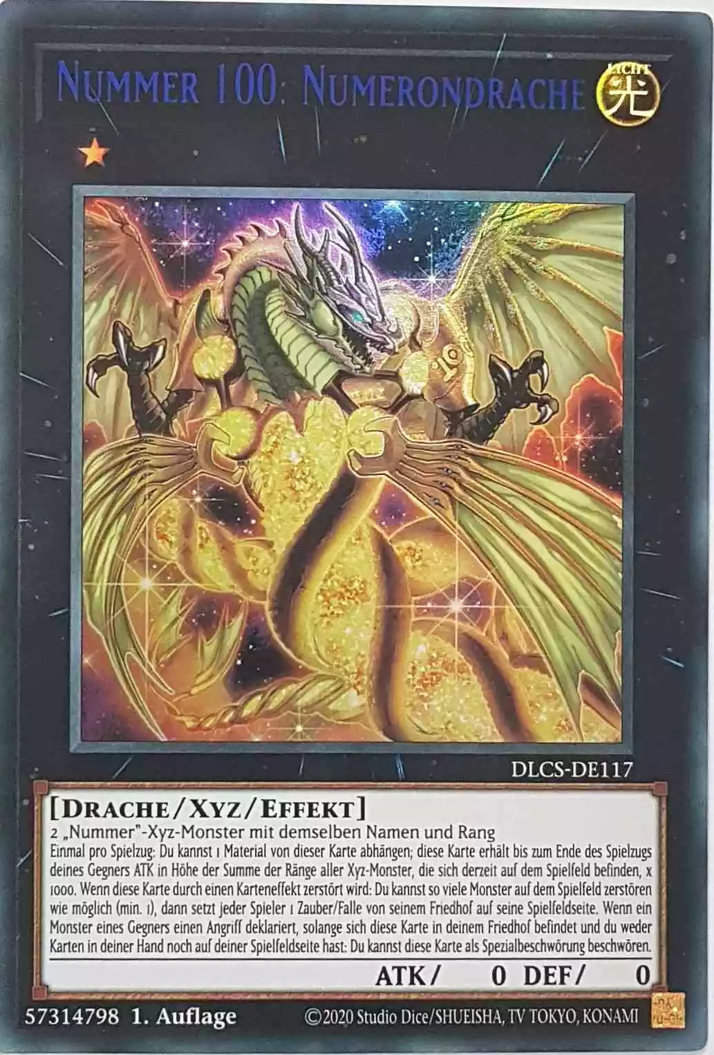 Nummer 100: Numerondrache (blau) DLCS-DE117-B ist in Colorful Ultra Rare Yu-Gi-Oh Karte aus Dragons of Legend The Complete Series 1.Auflage