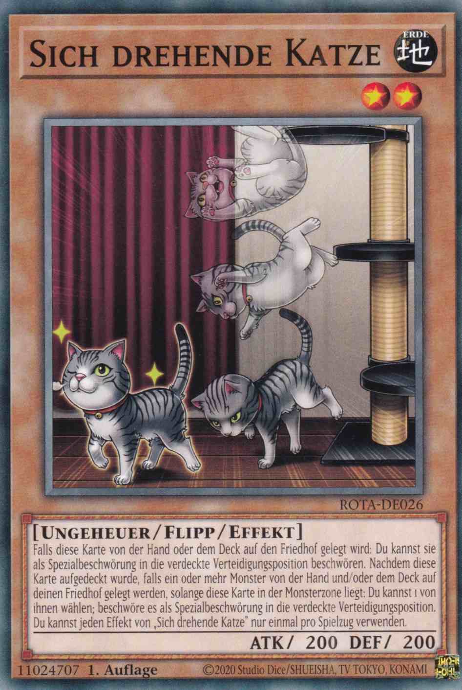 Sich drehende Katze ROTA-DE026 ist in Common Yu-Gi-Oh Karte aus Rage of the Abyss 1.Auflage