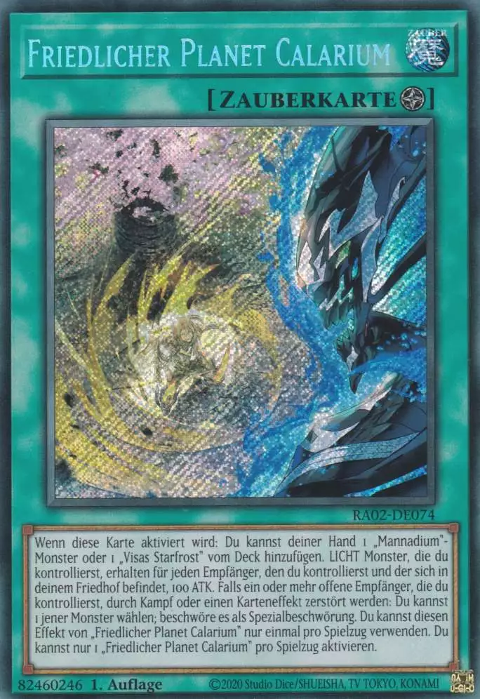 Friedlicher Planet Calarium RA02-DE074 ist in Secret Rare Yu-Gi-Oh Karte aus 25th Anniversary Rarity Collection 2 1.Auflage
