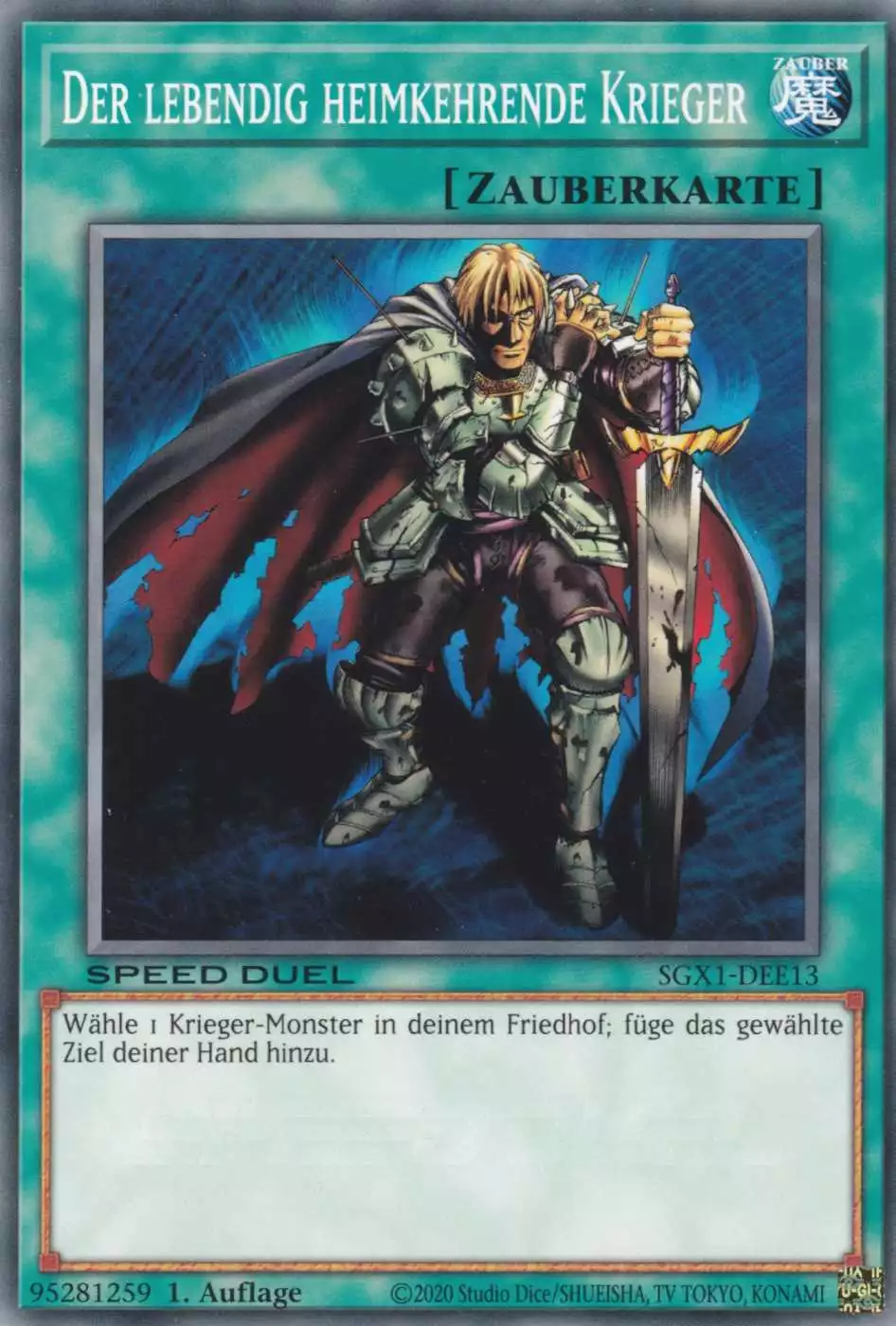 Der lebendig heimkehrende Krieger SGX1-DEE13 ist in Common Yu-Gi-Oh Karte aus Speed Duel GX Duel Academy Box 1.Auflage