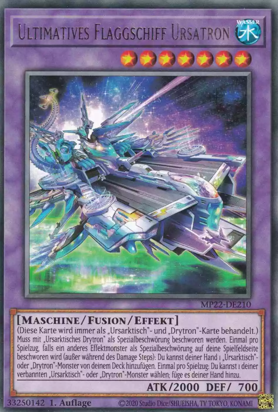 Ultimatives Flaggschiff Ursatron MP22-DE210 ist in Rare Yu-Gi-Oh Karte aus Tin of the Pharaoh’s Gods 1.Auflage