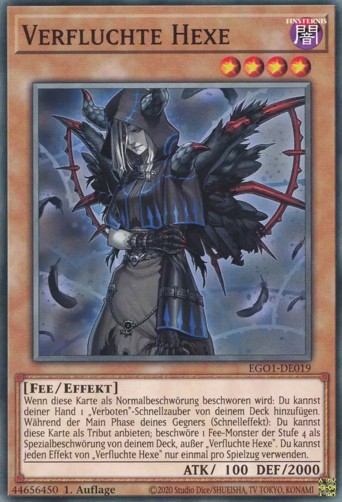 Verfluchte Hexe EGO1-DE019 ist in Common Yu-Gi-Oh Karte aus Egyptian God Deck Obelisk 1.Auflage