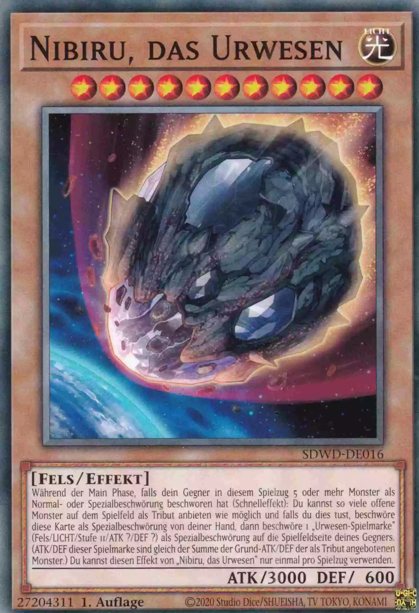 Nibiru, das Urwesen SDWD-DE016 ist in Common Yu-Gi-Oh Karte aus Blue-Eyes White Destiny 1.Auflage